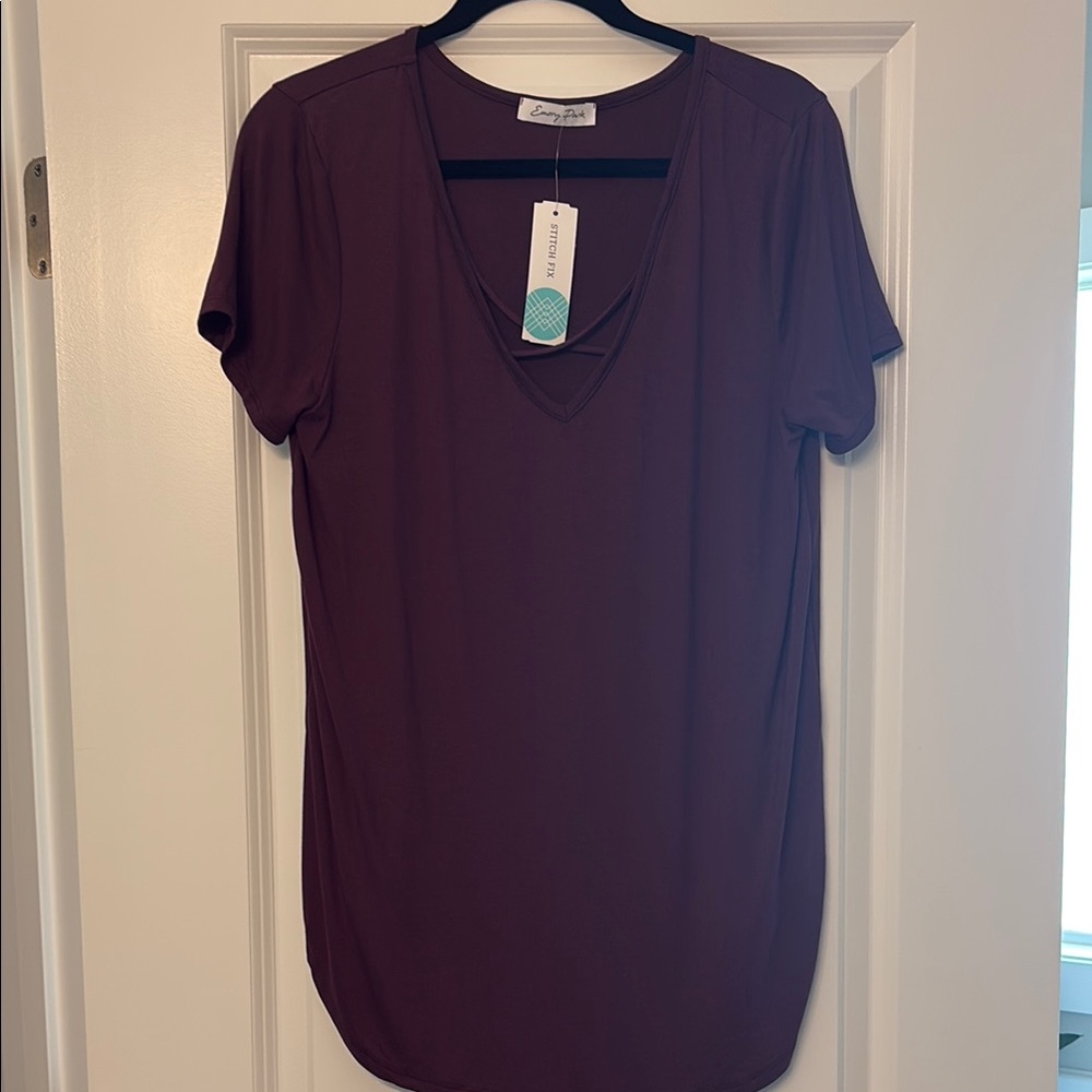 Women's Burgundy V-Neck Top